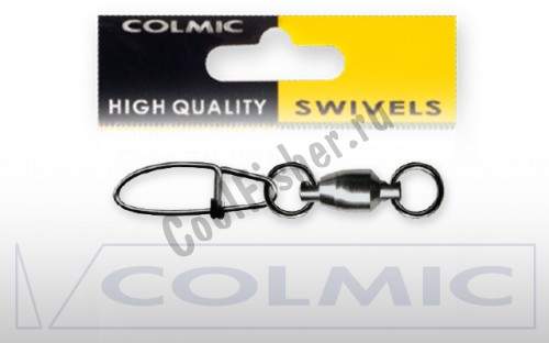  COLMIC BALL BEARING SWIV+TWO SOLID RING NICKEL+INSHURANCE SNAP - N. 00 - (6pz x 12bs)