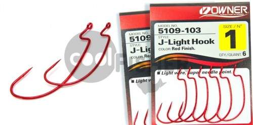  Owner J-Light Worm Hook 5109   1|0