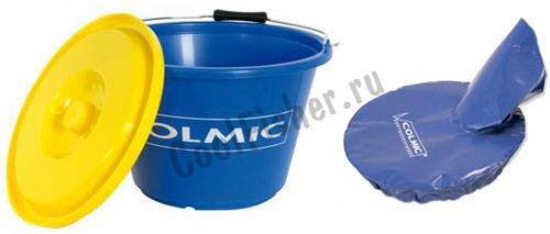 Пластиковое ведро для прикормки COLMIC BLU:12 Lt с мягкой и пластиковой крышкой