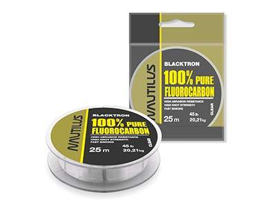  Nautilus Blacktron 100% Fluorocarbon d-0.366 8.6 19lb Clear 25