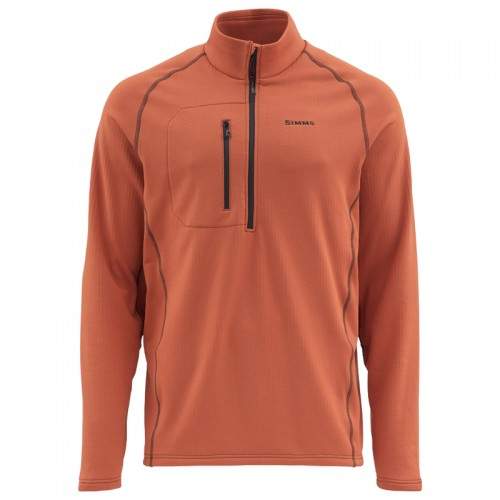  Simms Fleece Midlayer Top, L, Simms Orange