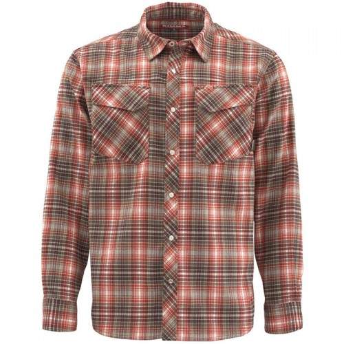  Simms Gallatin Flannel LS Shirt, L, Simms Orange Plaid