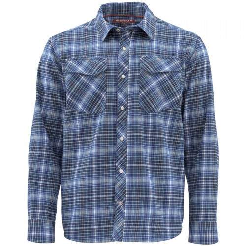  Simms Gallatin Flannel LS Shirt, L, Rich Blue Plaid