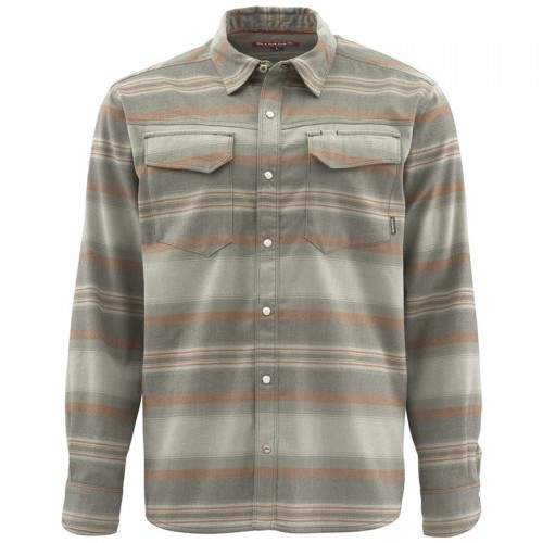  Simms Gallatin Flannel LS Shirt, L, Dark Stone Stripe