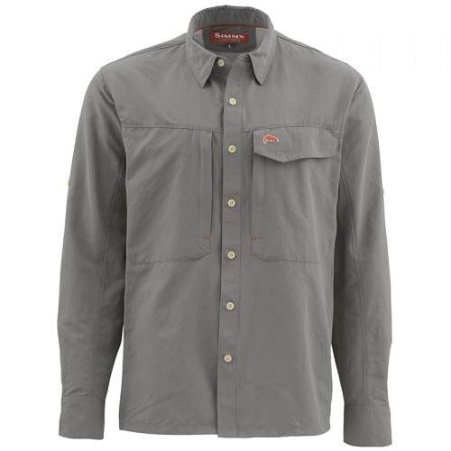 Simms Guide LS Shirt - Solid, S, Pewter