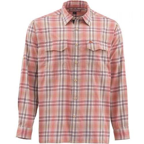  Simms Legend LS Shirt, XL, Dark Coral Plaid