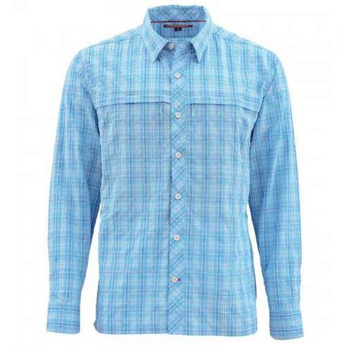  Simms Stone Cold LS Shirt, L, Indigo Plaid