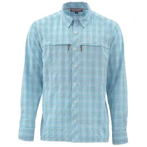  Simms Stone Cold LS Shirt, L, Teal Plaid