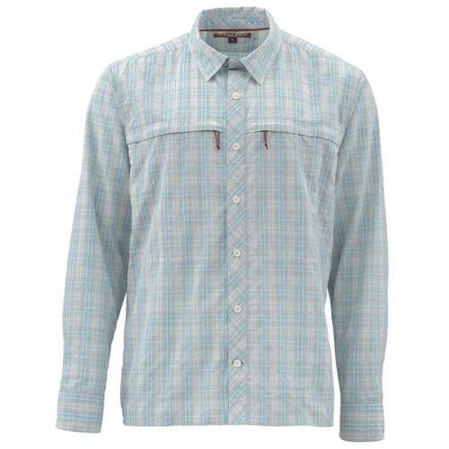  Simms Stone Cold LS Shirt, L, Celadon Plaid