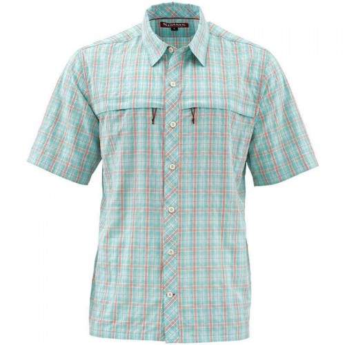  Simms Stone Cold SS Shirt, M, Aqua Plaid