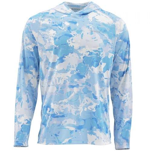  Simms Solarflex Hoody - Print, XL, Cloud Camo Blue