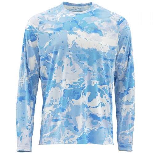  Simms SolarFlex LS Crewneck - Print, XXL, Cloud Camo Grey