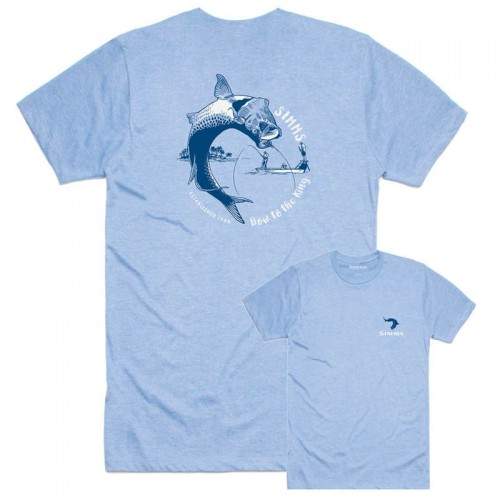  Simms Bow To The King T-Shirt, L, Light Blue Heather