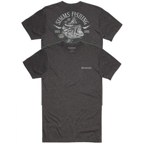  Simms Lightning Bass T-Shirt, L, Charcoal Heather