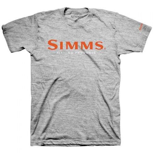  Simms Logo T-Shirt, S, Grey Heather