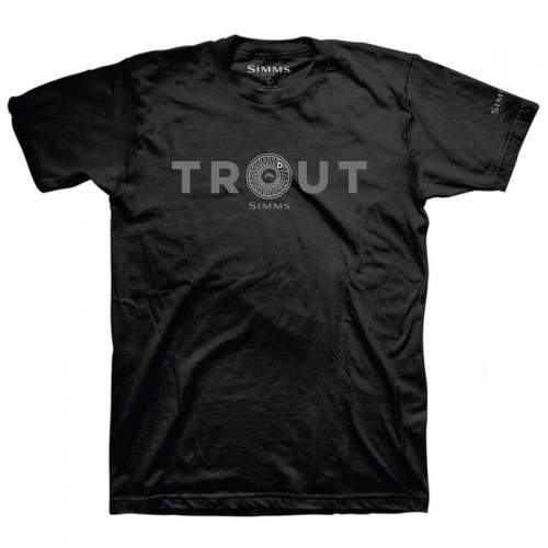  Simms Reel Trout T-Shirt, L, Black