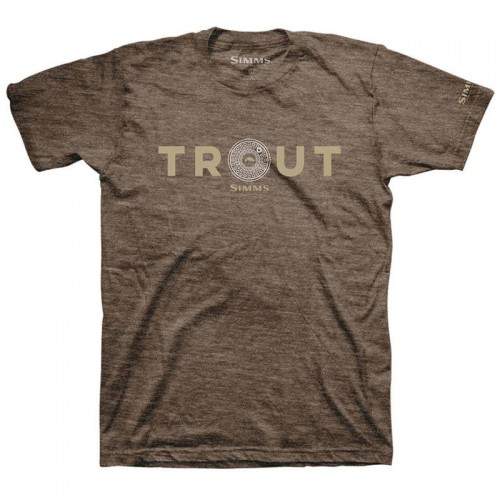  Simms Reel Trout T-Shirt, L, Brown Heather