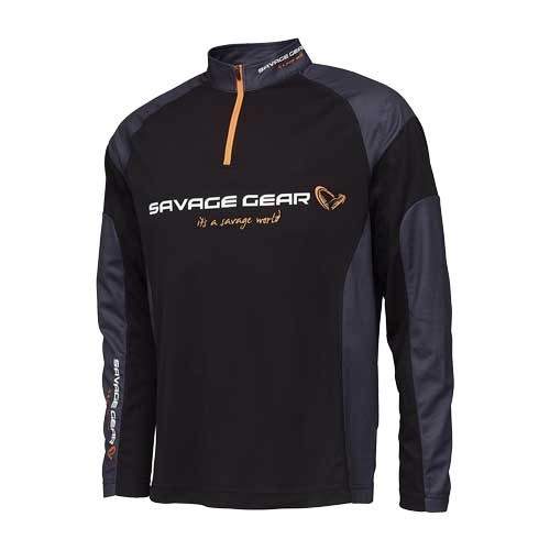 Футболка Savage Gear Tournament Gear Shirt 1|2 Zip Black Ink р.XXL, арт.73686