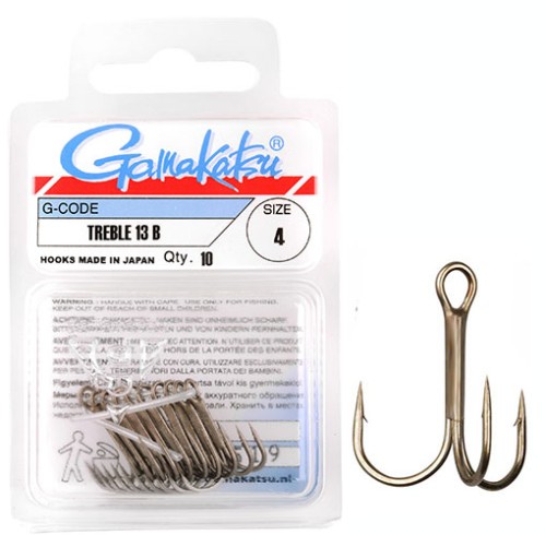  Gamakatsu Treble Hooks Bronze 13B 3/0